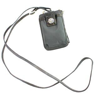 Brighton Gray Water Resistant Nylon Patent Croc Zip Around Cross-Body Mini Bag